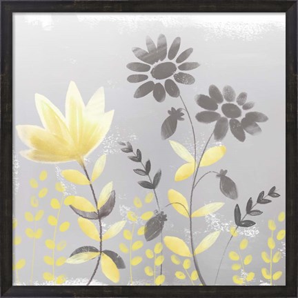 Framed Soft Nature Yellow &amp; Grey I Print