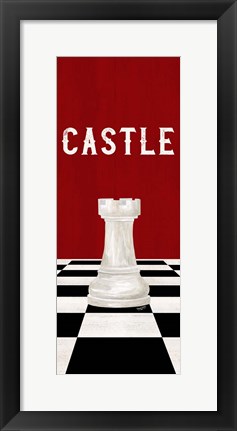 Framed Rather be Playing Chess Pieces Red Panel II-Castle Print