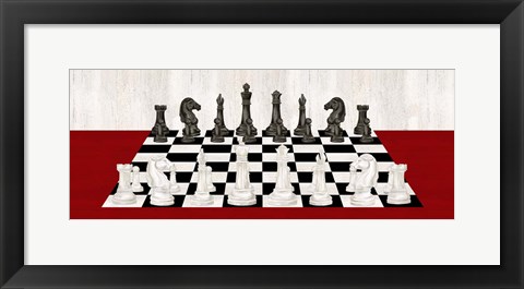 Framed Rather be Playing Chess Board Panel Red Print