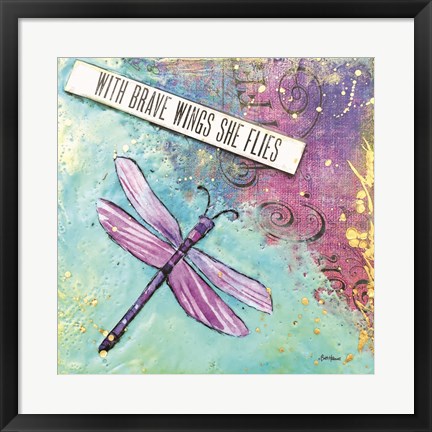 Framed With Brave Wings She Flies Print