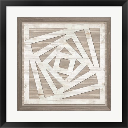 Framed Geo Greige Deco 3 Print