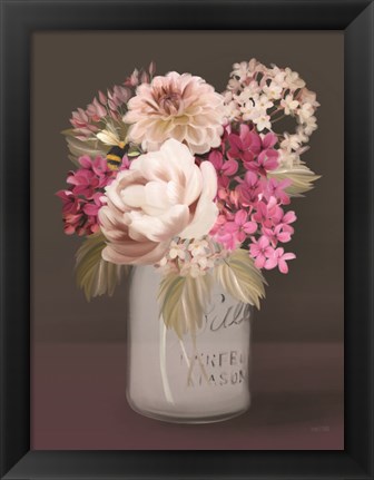 Framed Plum Mason Jar Floral Print