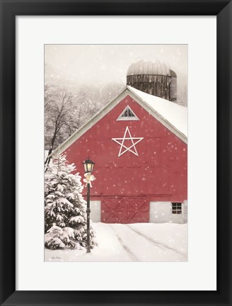 Framed Red Star Barn Print