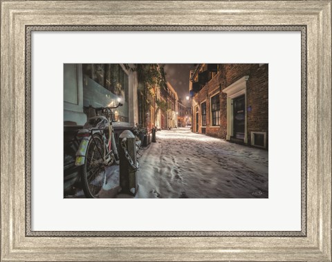 Framed Winter Nighttime Street 1 Print