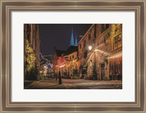 Framed Winter Nighttime Street 2 Print