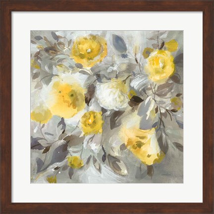 Framed Floral Uplift Yellow Gray Print