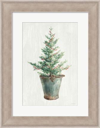 Framed White and Bright Christmas Tree I Print