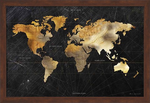 Framed Dramatic World Map Print