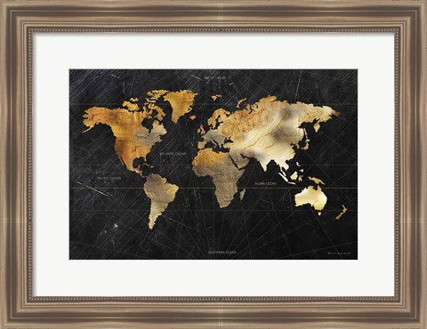 Framed Dramatic World Map Print