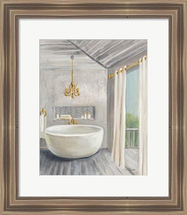 Framed Attic Bathroom II Gray Print