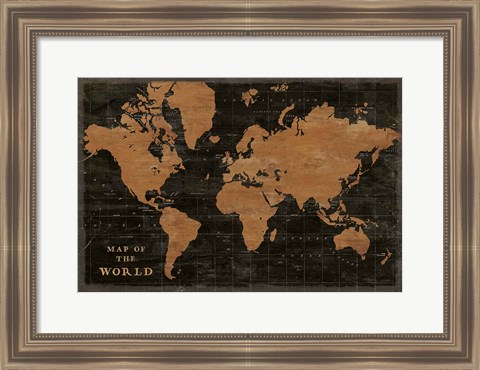 Framed World Map Industrial Print