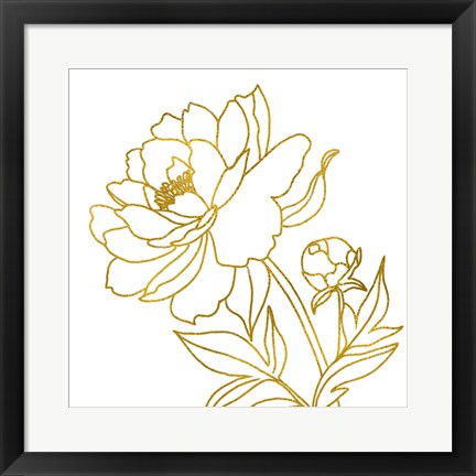 Framed Gold Floral V Print