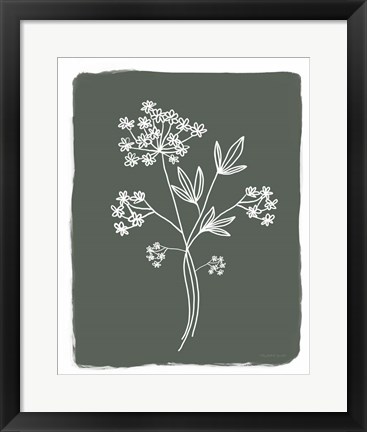 Framed Green Botanical I Print