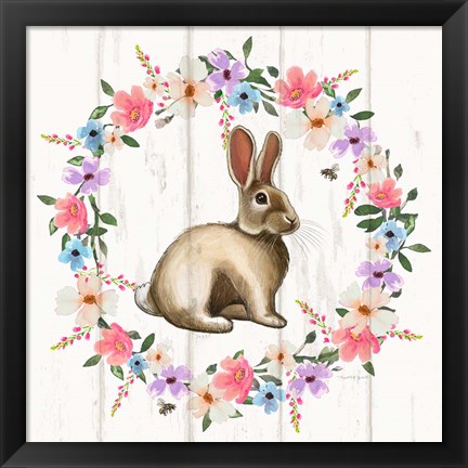 Framed Bunny Wreath Print