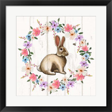 Framed Bunny Wreath Print