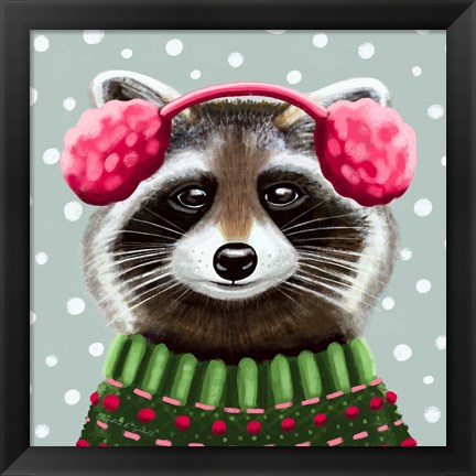 Framed Cute Raccoon Print