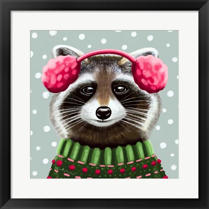 Framed Cute Raccoon Print