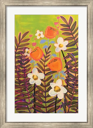 Framed Orange Floral Print