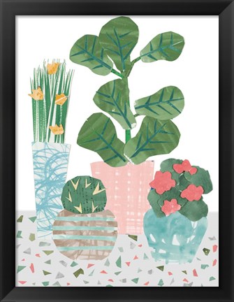 Framed Flower Party on Terrazo Print