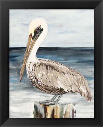 Framed Muted Perched Pelican Print