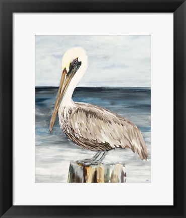 Framed Muted Perched Pelican Print