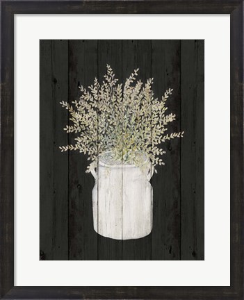 Framed Herbs on Black I Print