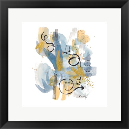 Framed Dreaming In Gold And Blue II Print