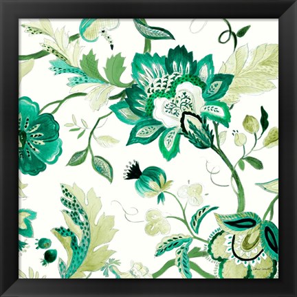 Framed Green Capri Floral II Print