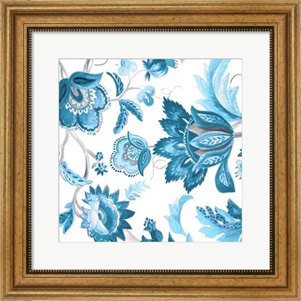 Framed Multi Blue Capri Floral Print