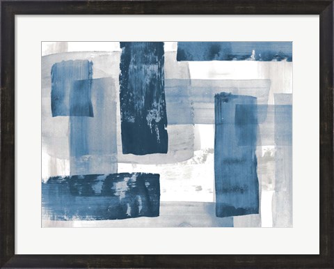 Framed Navy Blue And Gray Print