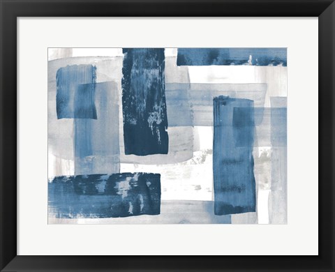 Framed Navy Blue And Gray Print