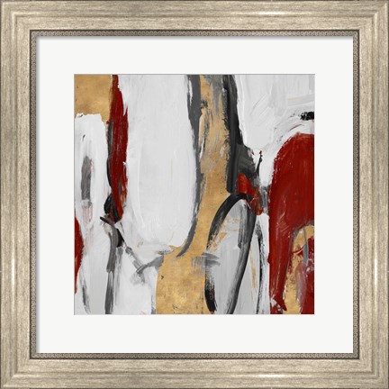 Framed Red and Gold City Symphony II Print