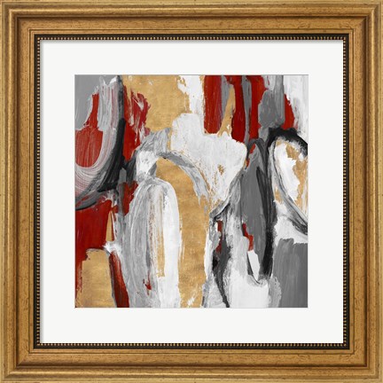 Framed Red and Gold City Symphony I Print