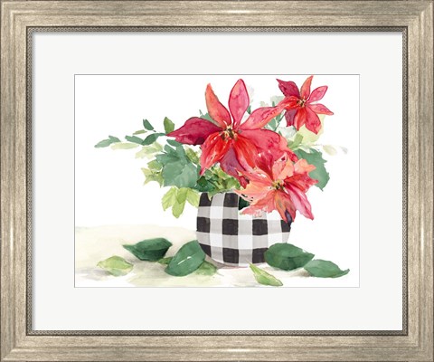 Framed Poinsettia in Buffalo Plaid Pot Print