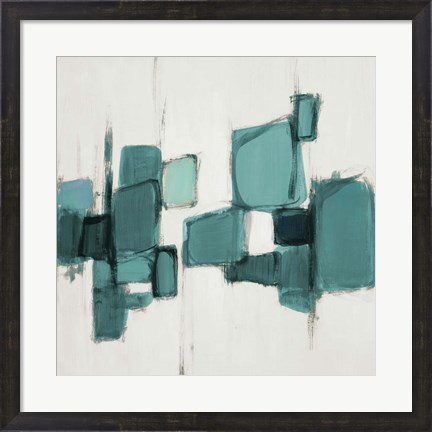 Framed Teal Cityside I Print