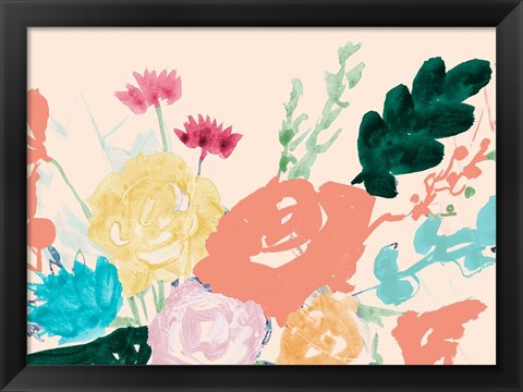 Framed Bright Bursting Floral Print