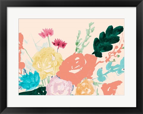 Framed Bright Bursting Floral Print