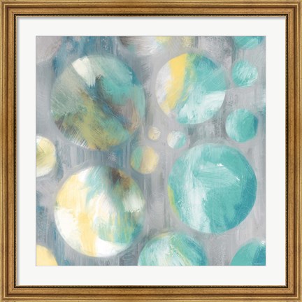 Framed Teal Bubbly Abstract Print