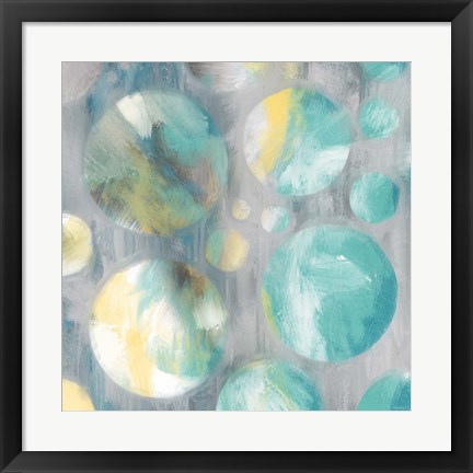 Framed Teal Bubbly Abstract Print