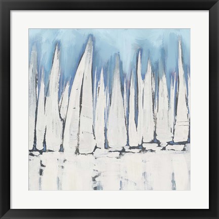 Framed White Sailboat Crowd II Print