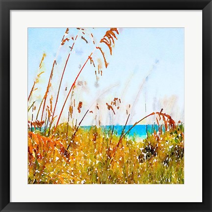 Framed Beach View Square Print