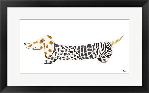 Framed Fashion Puppy on White I Print