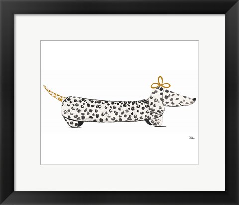 Framed Fashion Puppy on White II Print