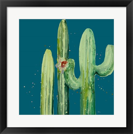 Framed Natural Desert Cactus On Blue II Print