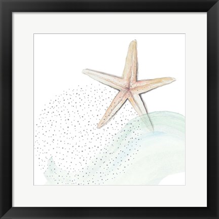 Framed Turquoise Ocean Treasure Star Print