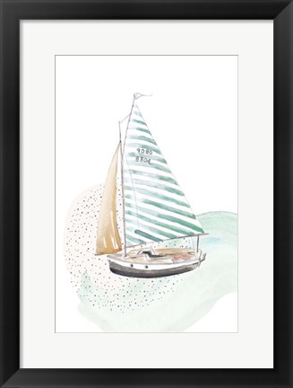 Framed Turquoise Sail Boat Print