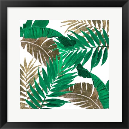 Framed Modern Jungle Leaves Close Up II Print