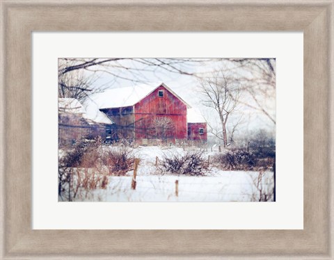 Framed Winter Barn Print