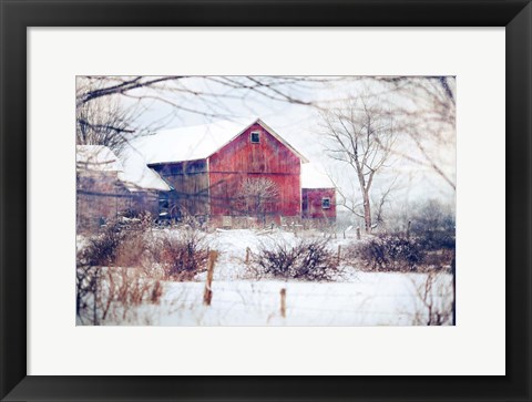 Framed Winter Barn Print