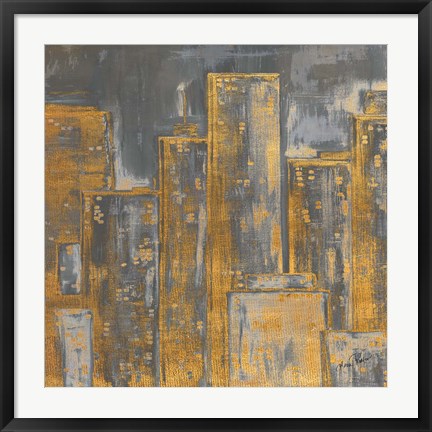 Framed Gold City Eclipse Square I Print